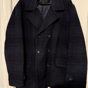 Banana Republic Men’s peacoat- black/navy plaid